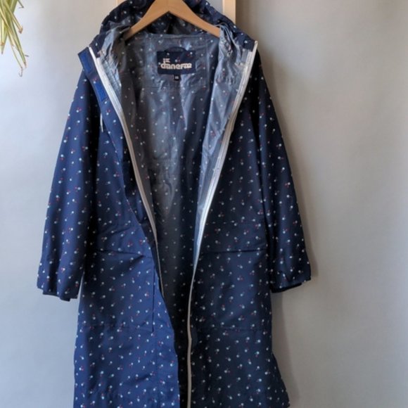 Women's Danefae Navy Blue Ditst Floral Print Danish Raincoat Waterproof - Picture 2 of 8